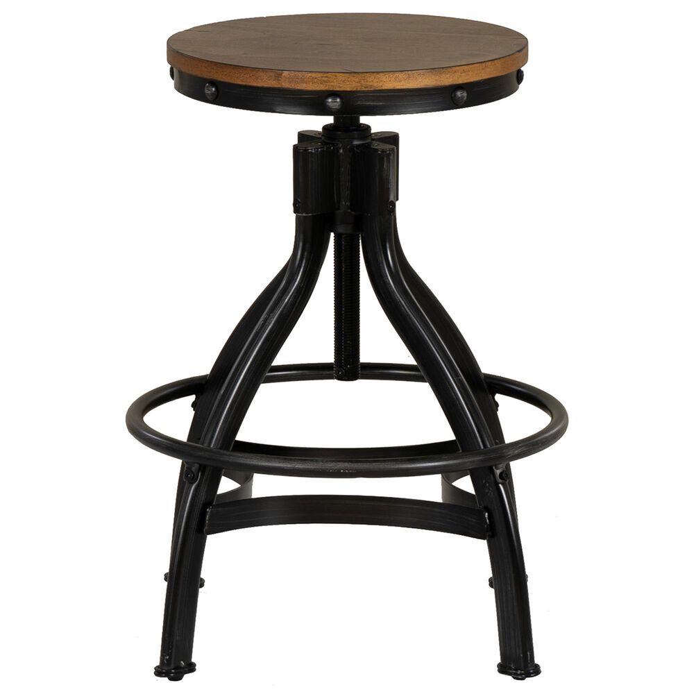 Linon Home Decor Haywood Swivel Backless Stool in Brown, , large
