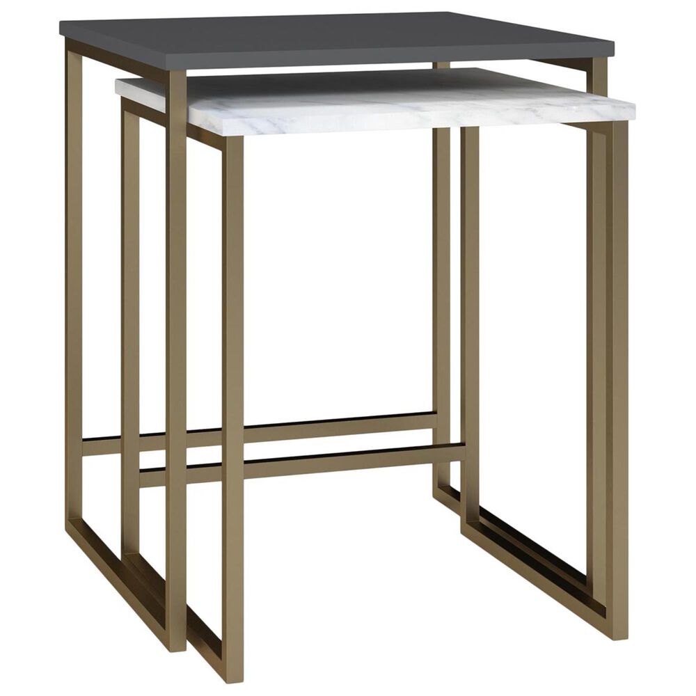 CosmoLiving by Cosmopolitan CosmoLiving Scarlett Nesting Tables in Graphite Gray and White Marble, , large