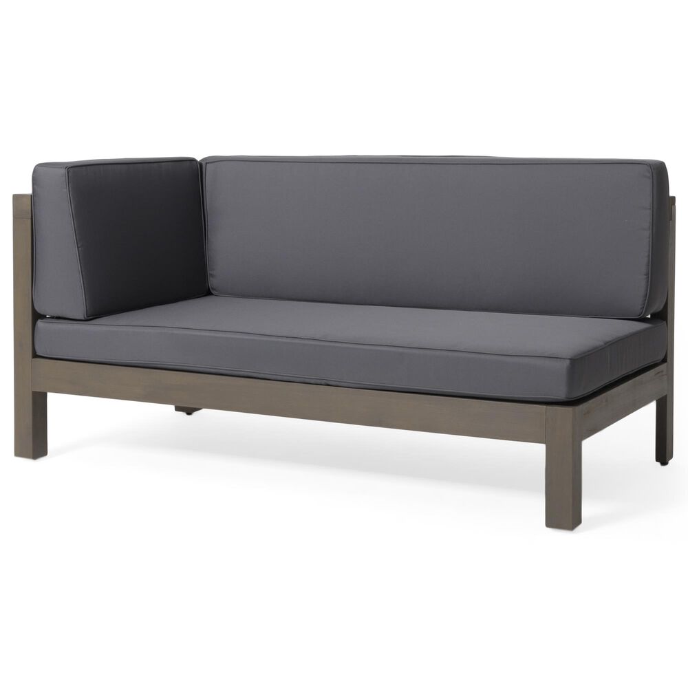 Hearth and Haven Brava Outdoor Corner Bench with Coffee Table in Dark Gray, , large