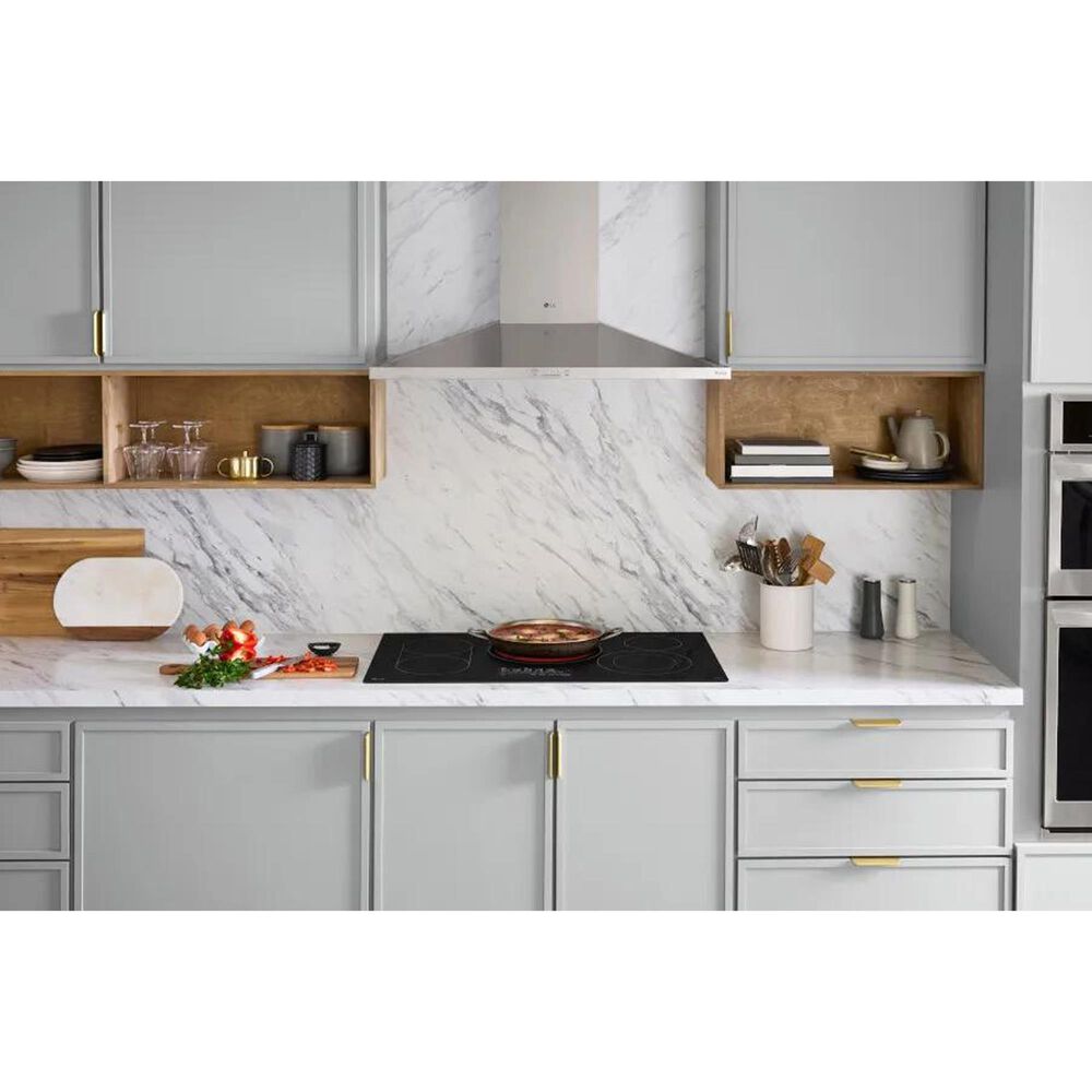 LG 2-Piece Kitchen Package with Print Proof Stainless Steel 4.7 Cu. Ft. Smart Single Wall Oven and Black 36" Electric Cooktop, , large