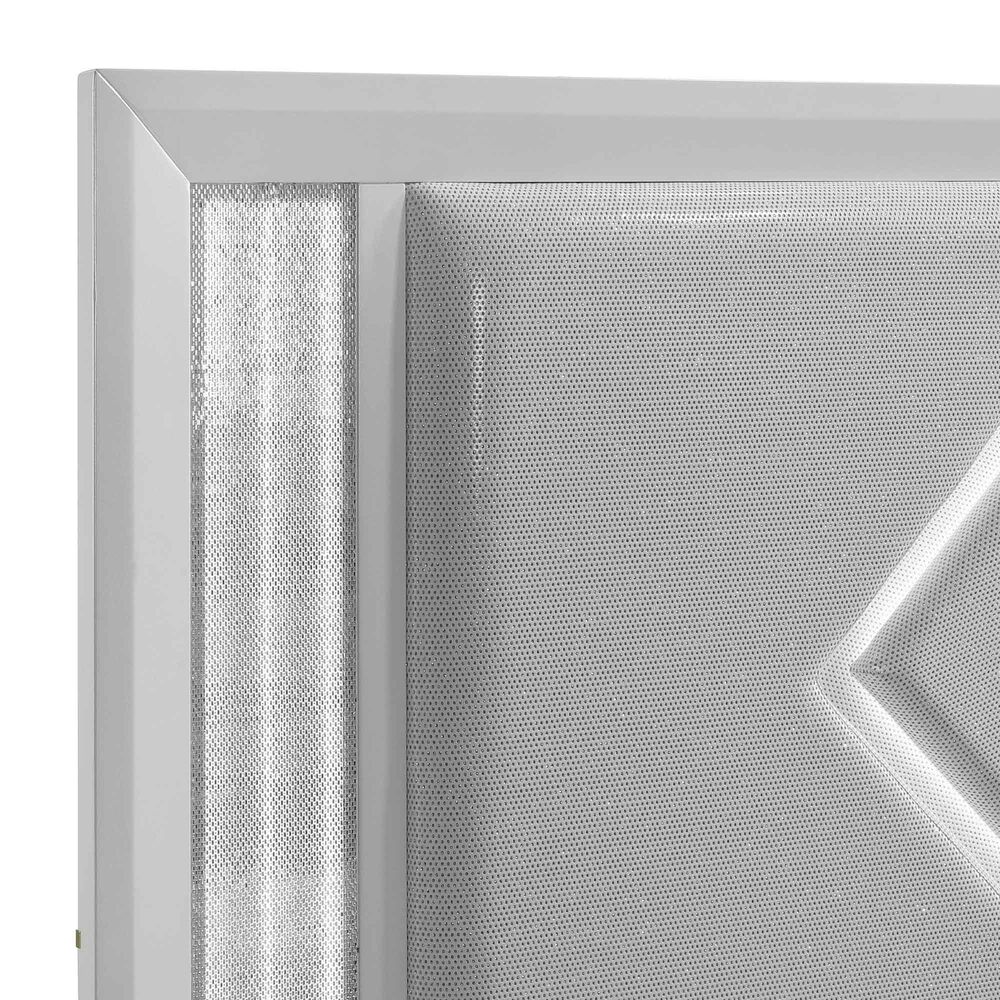 New Heritage Design Stardust Queen Panel Bed in White and Silver, , large