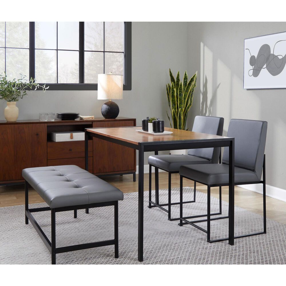 LumiSource Fuji Side Chair with Grey Cushion in Black (Set of 2), , large