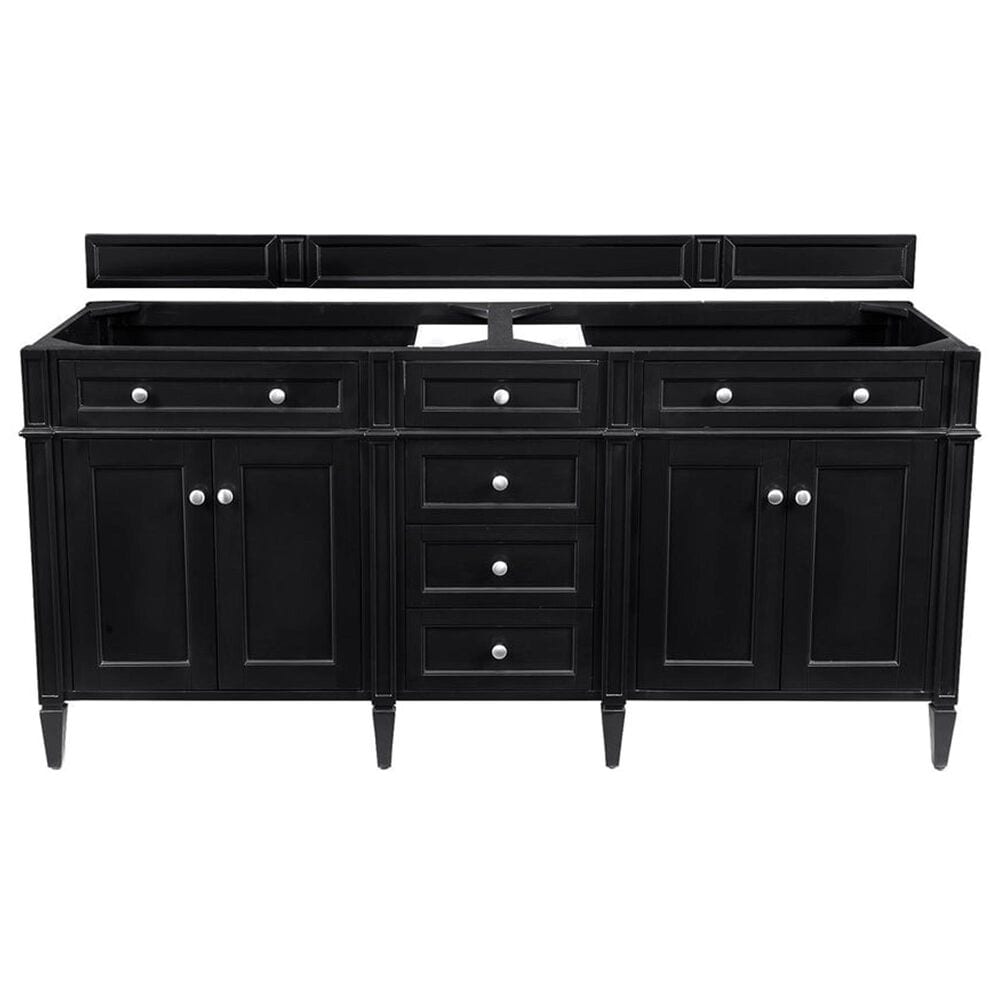 James Martin Vanities Brittany 72&quot; Double Bathroom Vanity in Black Onyx with 3 cm Lime Delight Quartz Top and Rectangular Sinks, , large