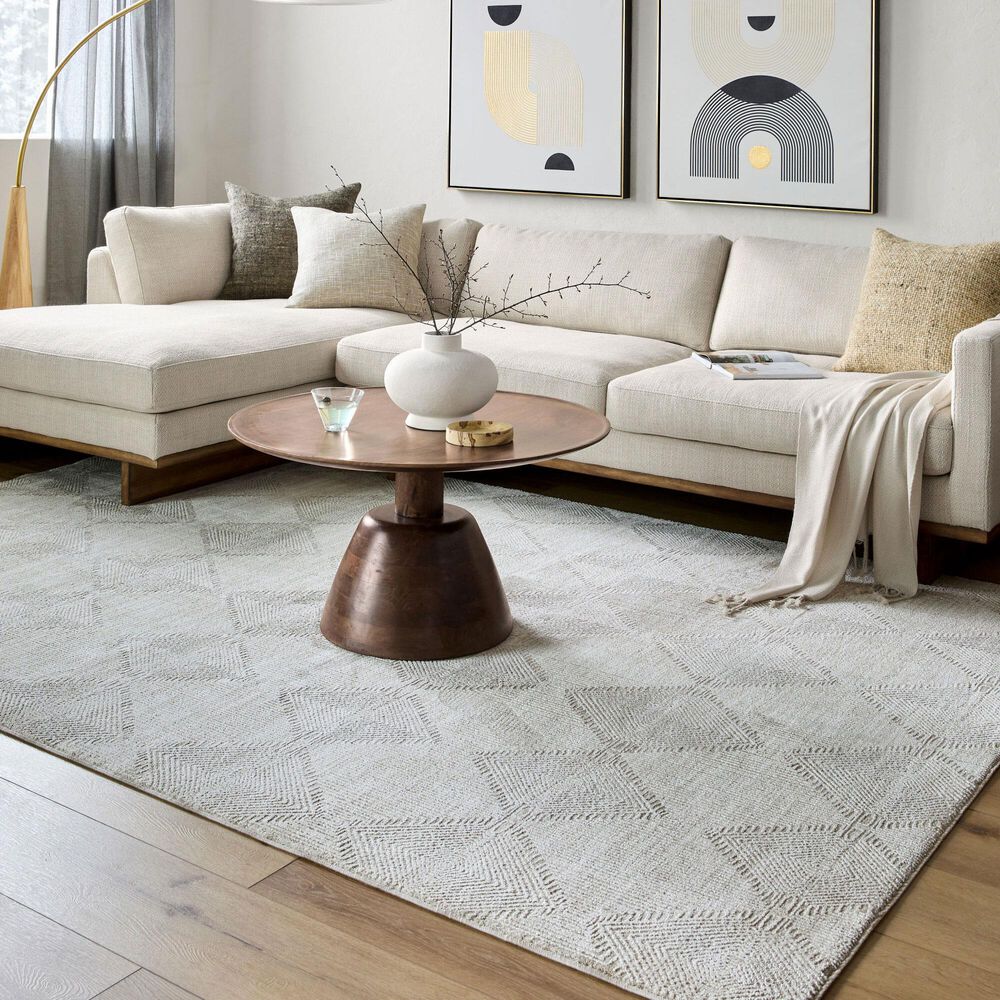 Surya Masterpiece Light Gray, Cream and Medium Gray 9' x 12'2" Area Rug, , large