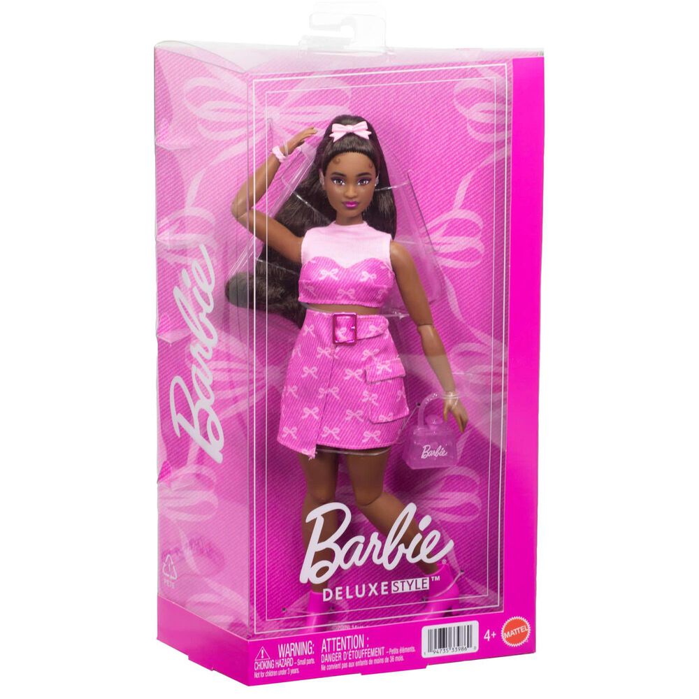 Barbie Deluxe Style Fashion Doll with Denim Top and Skirt, , large
