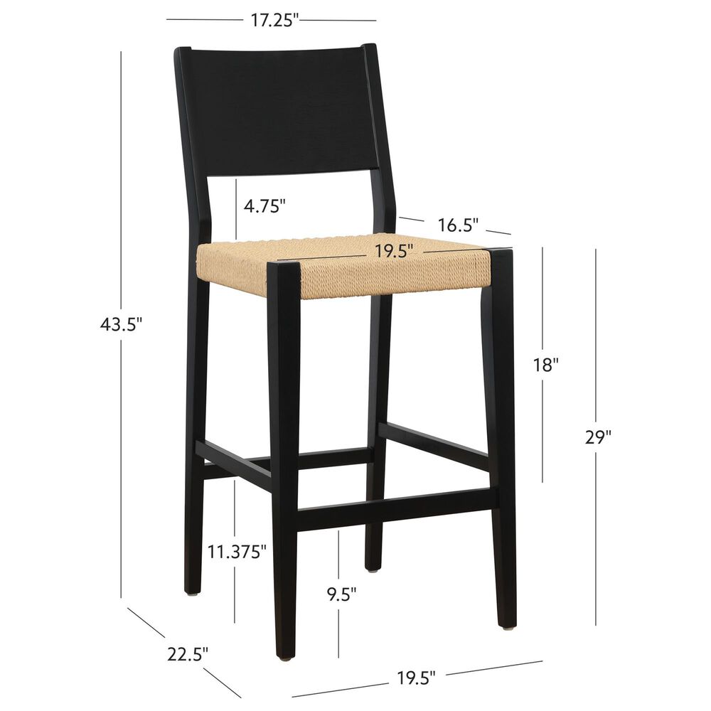 Linon Home Decor Cadence Bar Stool in Matte Black and Natural (Set of 2), , large