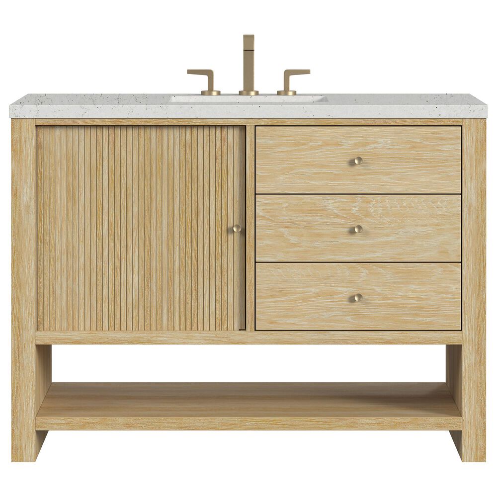 James Martin Vanities Marigot Single 48&quot; Single Vanity in Sun-washed Oak with 3 cm Lime Delight Quartz Top, , large