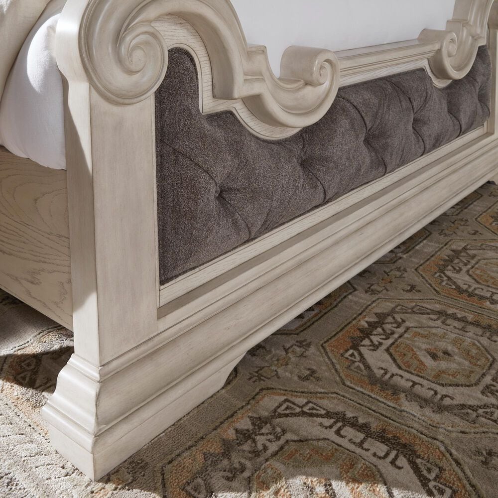 Millenium Bruchandi King Upholstered Panel Bed in Antiqued White, , large