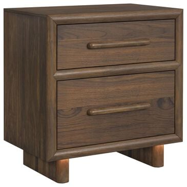 Mayberry Hill Brisbane 2-Drawer Nightstand in Brown with Lighting and USB Port, , large