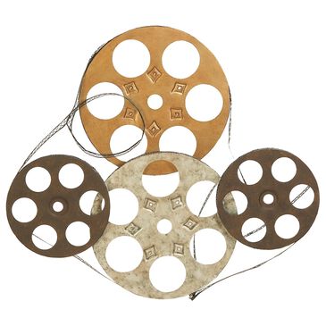 Maple and Jade Vintage Film Reels Wall Decor in Gold, Silver and Brown, , large