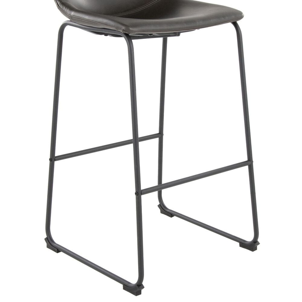 Lumisource Duke Fixed-Height Barstool with Grey Cushion in Black, , large