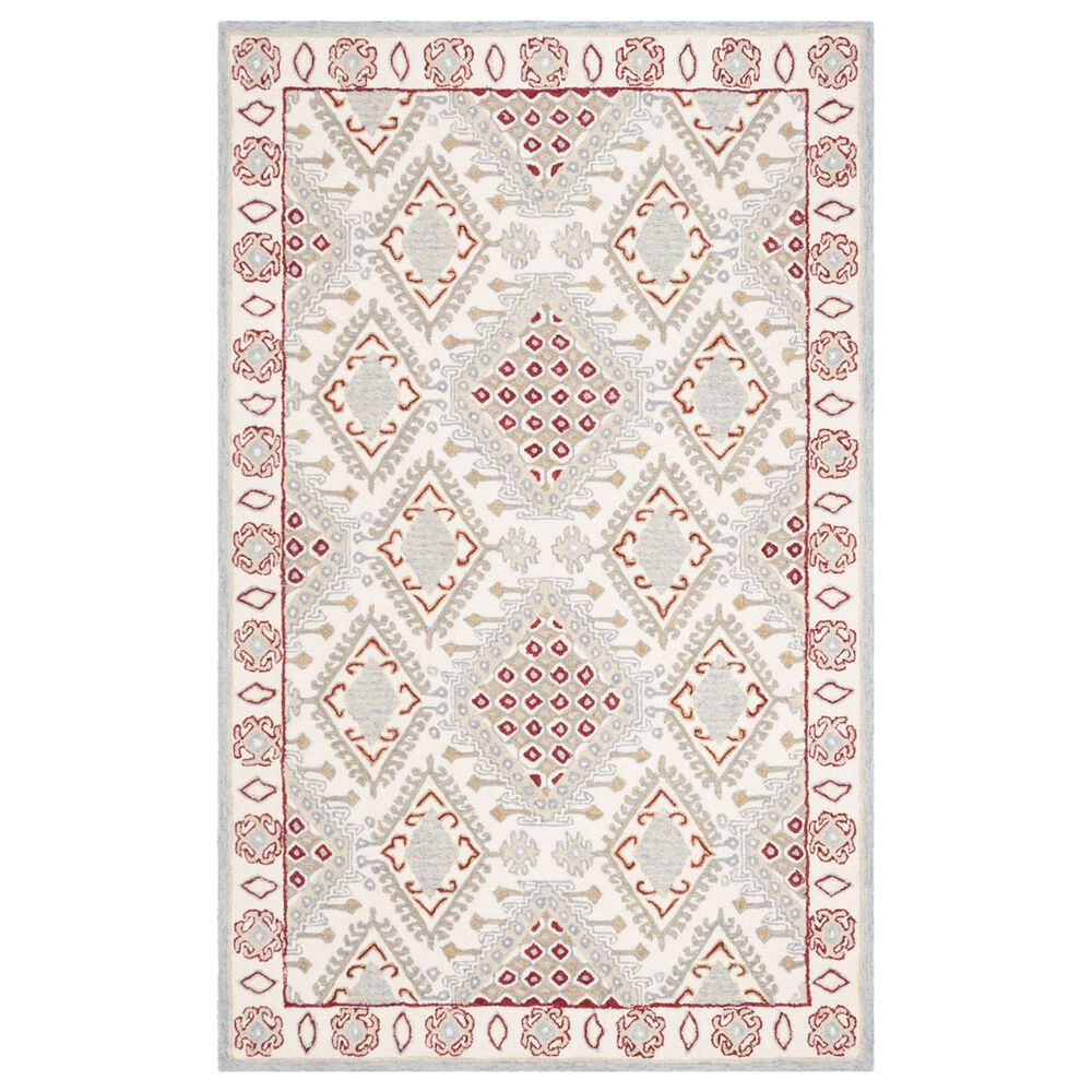 Safavieh Micro-Loop 5" x 8" Ivory and Red Area Rug, , large