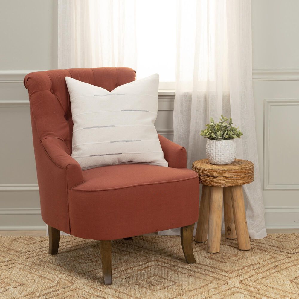 Rizzy Home 20&quot; x 20&quot; Striped Down Filled Throw Pillow in Ivory and Silver, , large