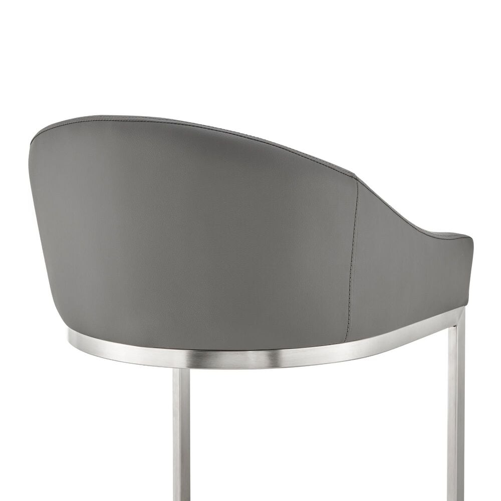 Blue River Katherine 26&quot; Counter Stool with Gray Cushion in Brushed Stainless Steel, , large