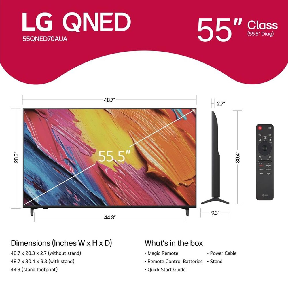 LG 55&quot; Class QNED70A Series AI 4K Ultra HD in Black - Smart TV, , large