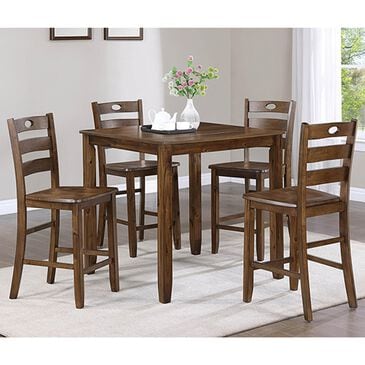 Crown Mark Ashborn 5-Piece Square Counter Height Table Set in Brown, , large