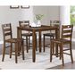 Crown Mark Ashborn 5-Piece Square Counter Height Table Set in Brown, , large