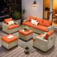 HOMLUX 7-Piece Modular Patio Conversation Set in Orange, , large