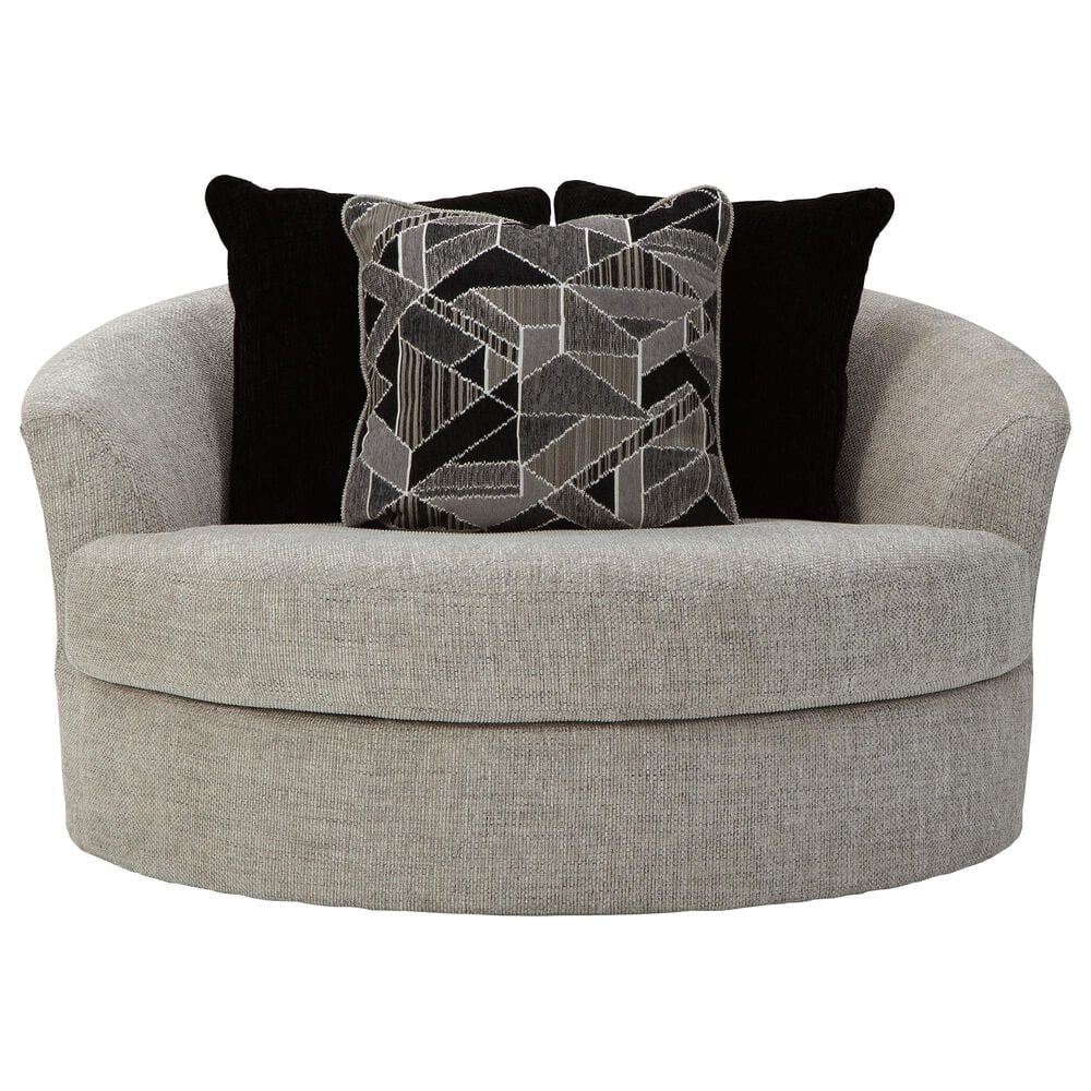 Signature Design by Ashley Megginson Oversized Round Swivel Chair in Storm, , large