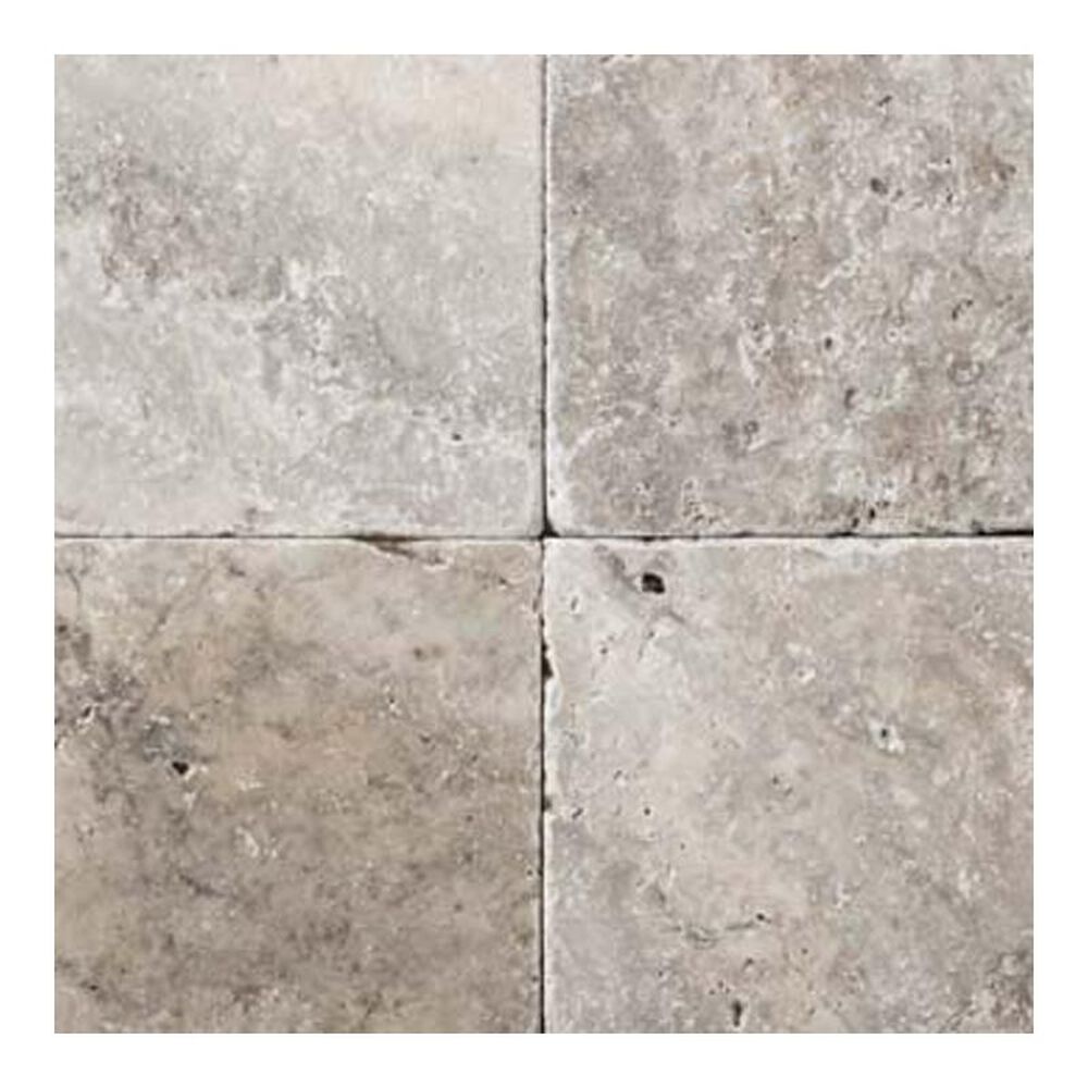 Emser Trav Ancient Tumbled Silver 6" x 6" Natural Stone Tile, , large