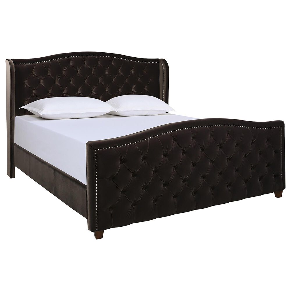 Jennifer Taylor Home Marcella King Upholstered Bed in Deep Brown NFM