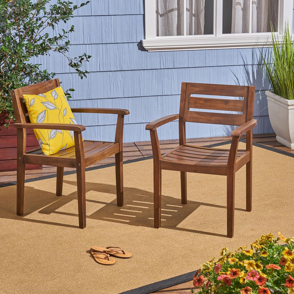 Hearth and Haven Stamford Patio Dining Chair in Dark Brown (Set of 2), , large