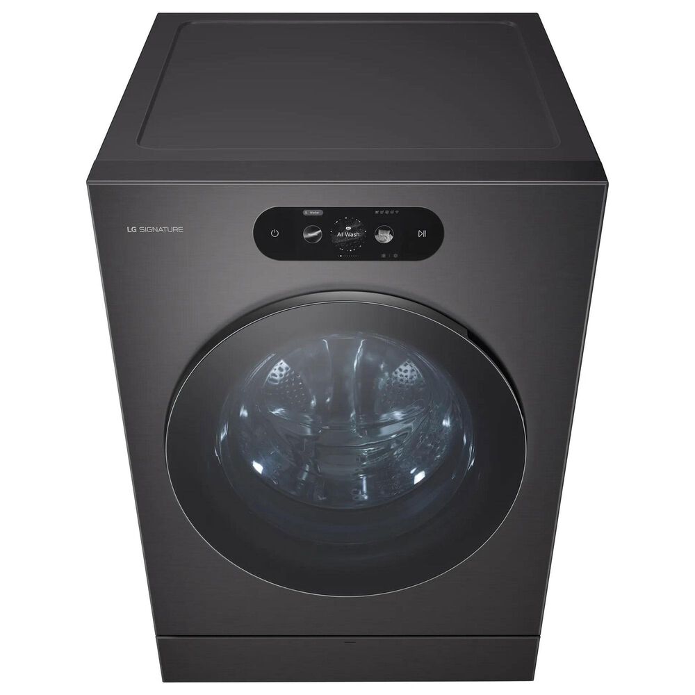 LG 5.8 Cu. Ft. Smart Front Load Washer and 9 Cu. Ft. Smart Electric Dryer Laundry Pair in Brushed Black Steel, , large