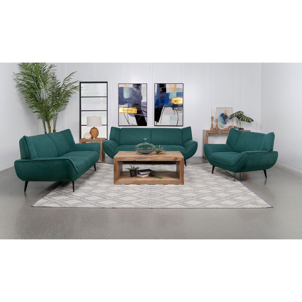37B Acton Upholstered Flared Arm Chair in Teal Blue, , large