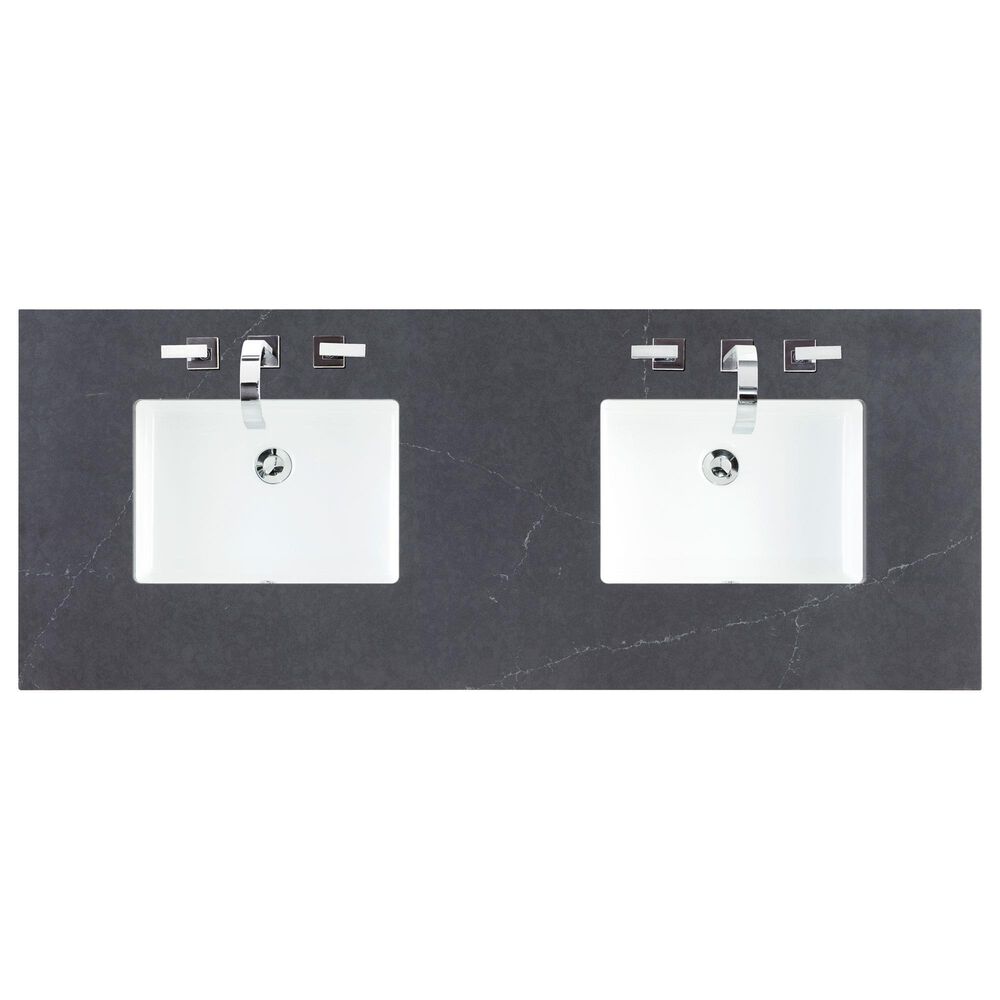 James Martin Vanities Myrrin 60&quot; Double Vanity in Bright White with 3 CM Charcoal Soapstone Quartz Top, , large