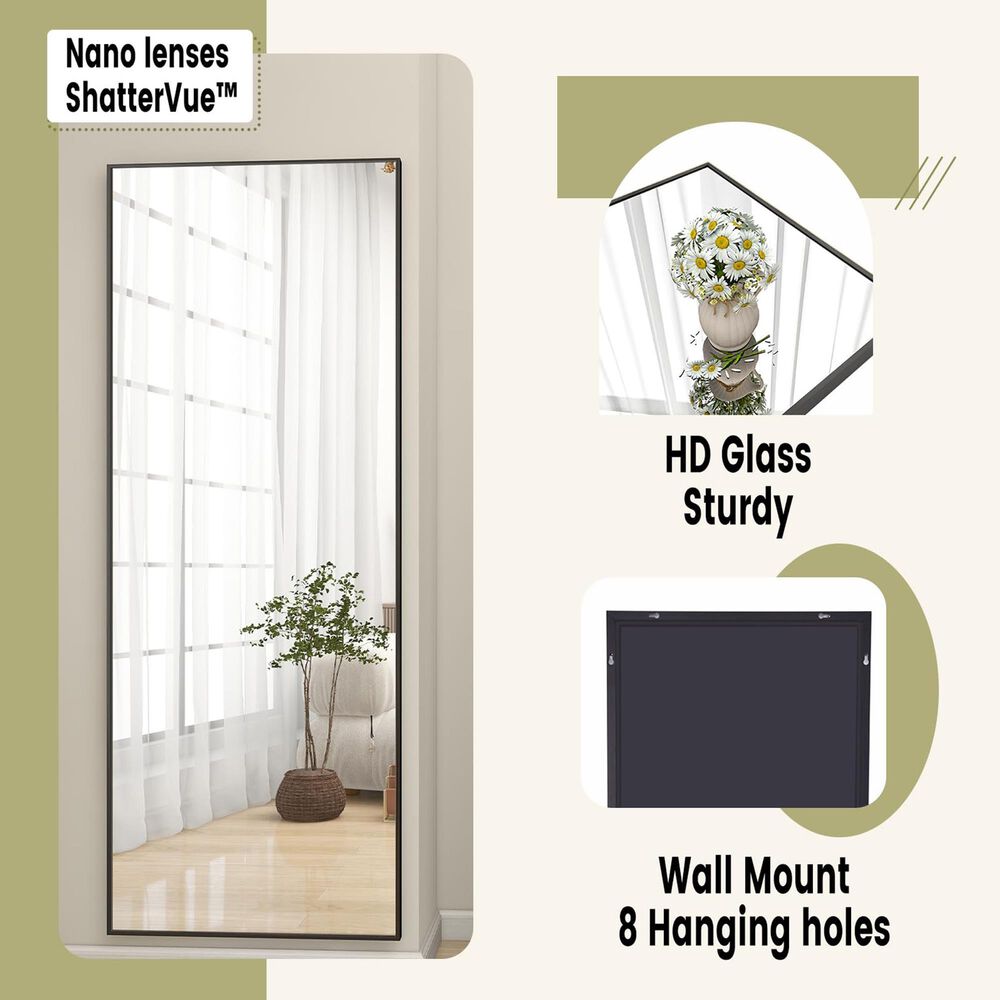 HOMLUX 18" x 58" Rectangular Full Length Floor Mirror in Black, , large