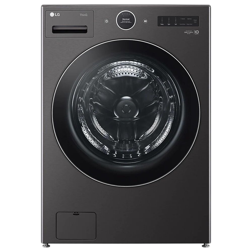 LG 5 Cu. Ft. Front Load Washer with 25 Wash Cycles and 7.4 Cu. Ft. Electric Dryer Laundry Pair in Black Steel, , large