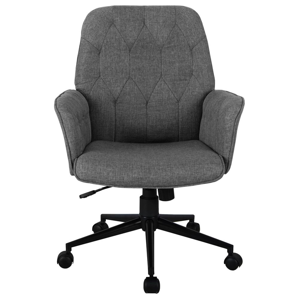 Rta Products Llc Modern Upholstered Tufted Office Chair with Arms in Grey, , large