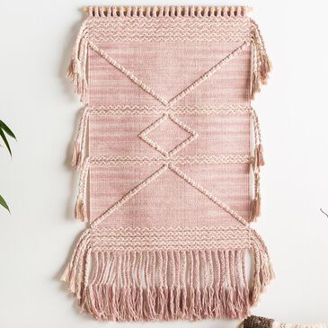 37B Zanafi Tassels Wall Hanging in Pale Pink/Ivory, , large