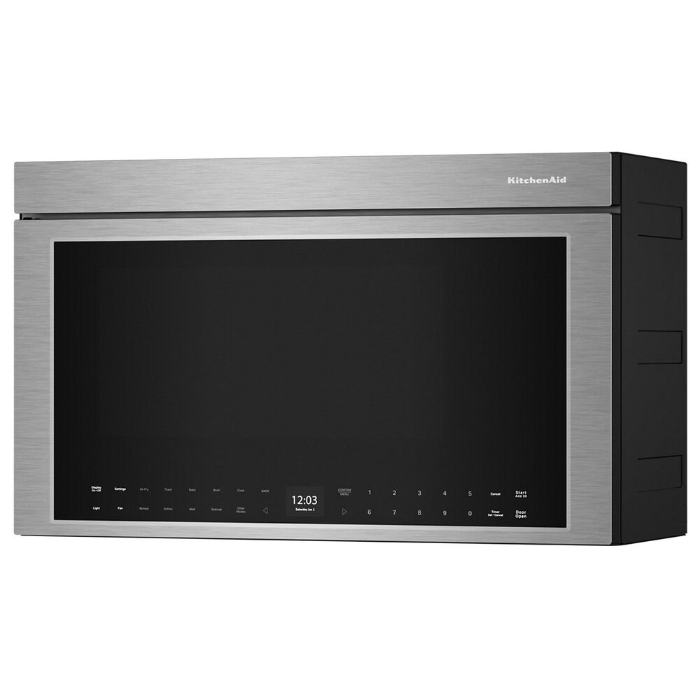 KitchenAid 2-Piece Kitchen Package with 5 Cu. Ft. Smart Slide-in Gas Range and 1.1 Cu. Ft. Multifunction Over-the-Range Microwave Oven in PrintShield Stainless Steel, , large