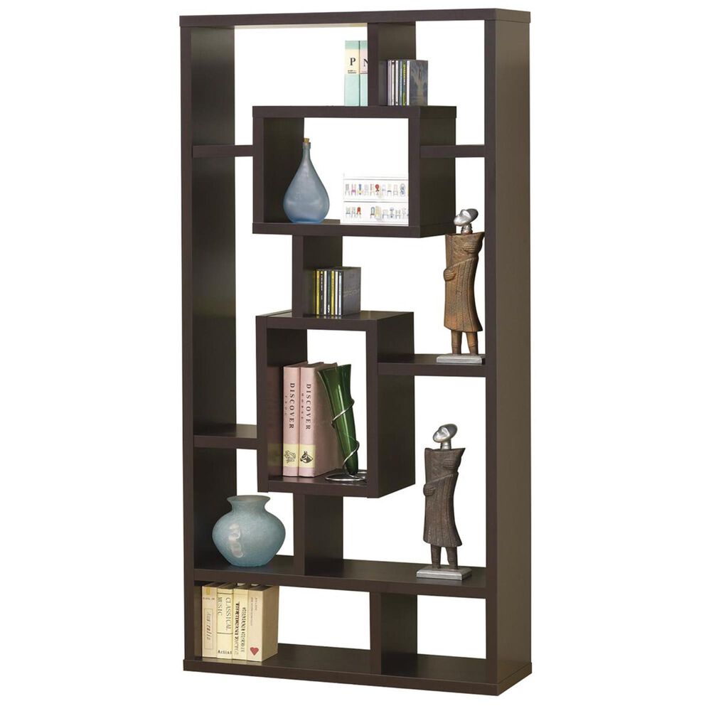 Pacific Landing Bookshelf in Cappuccino with Rectangular Shelves, , large