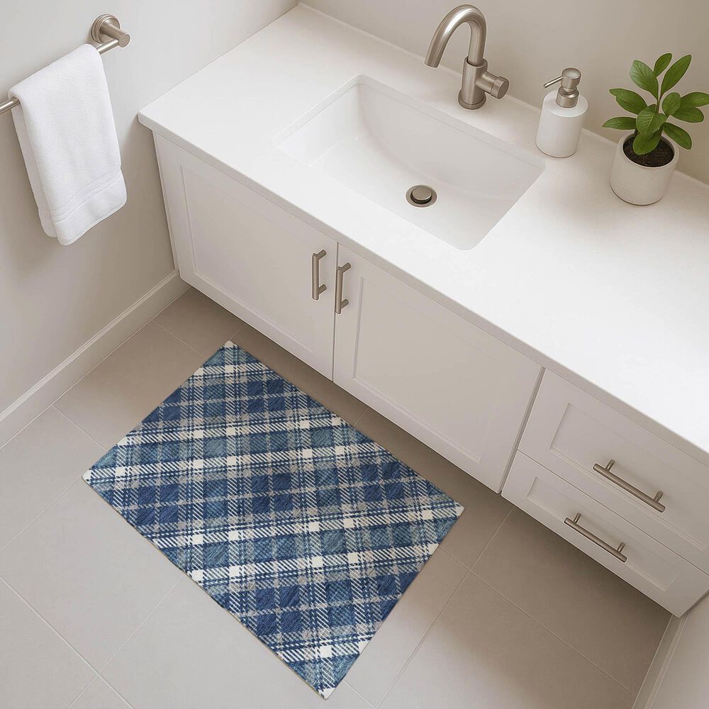 Dalyn Rug Company Soft Essentials Plaid Navy 1'8" x 2'6" Indoor/Outdoor Area Rug, , large
