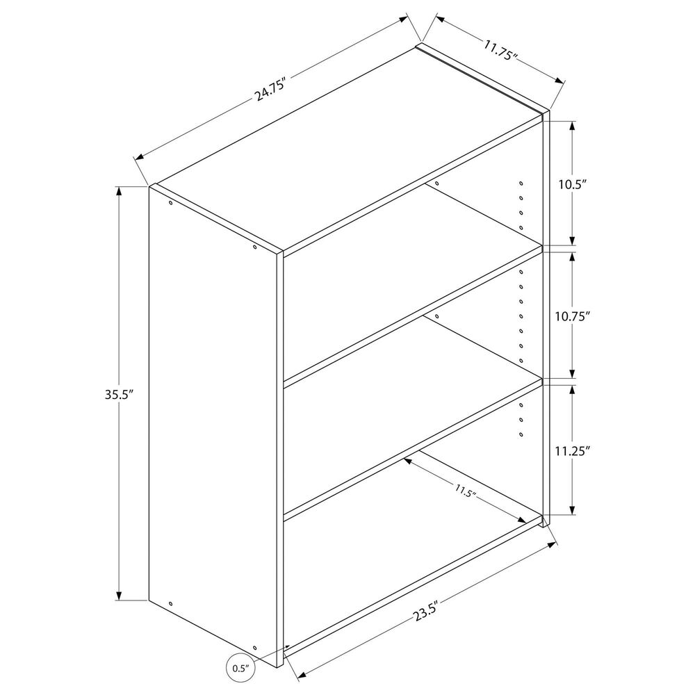 Monarch Specialties 3-Shelf Bookcase in Grey, , large