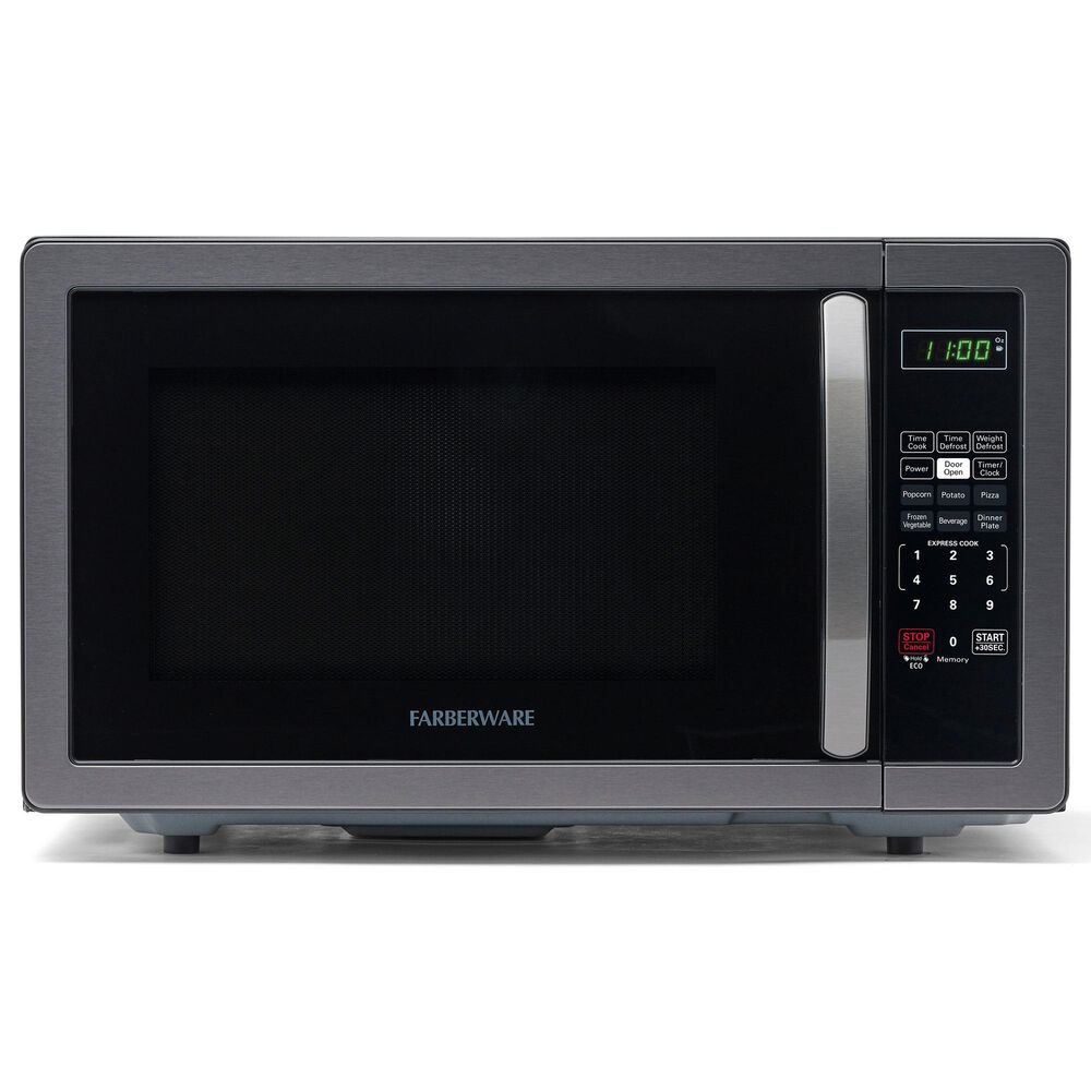 Faberware 1.1 Cu. Ft. Classic Microwave Oven in Black Stainless Steel, , large