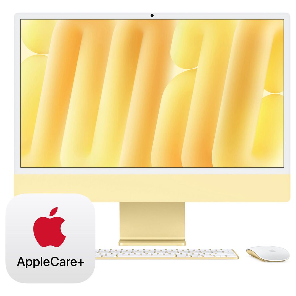 Apple 24-Inch iMac All-in-One Desktop - Apple M4 chip - 10-core CPU - 16GB RAM - 10-core GPU - 512GB SSD in Yellow with 3-Year AppleCare+, , large