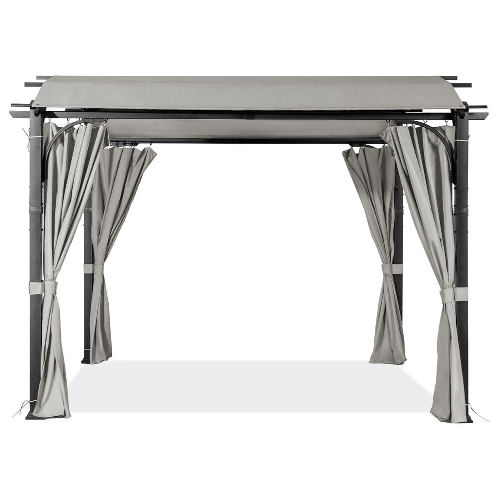 Sunwell Garden 11" x 11" Outdoor Pergola with Gray Canopy in Black, , large