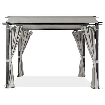 Sunwell Garden 11" x 11" Outdoor Pergola with Gray Canopy in Black, , large