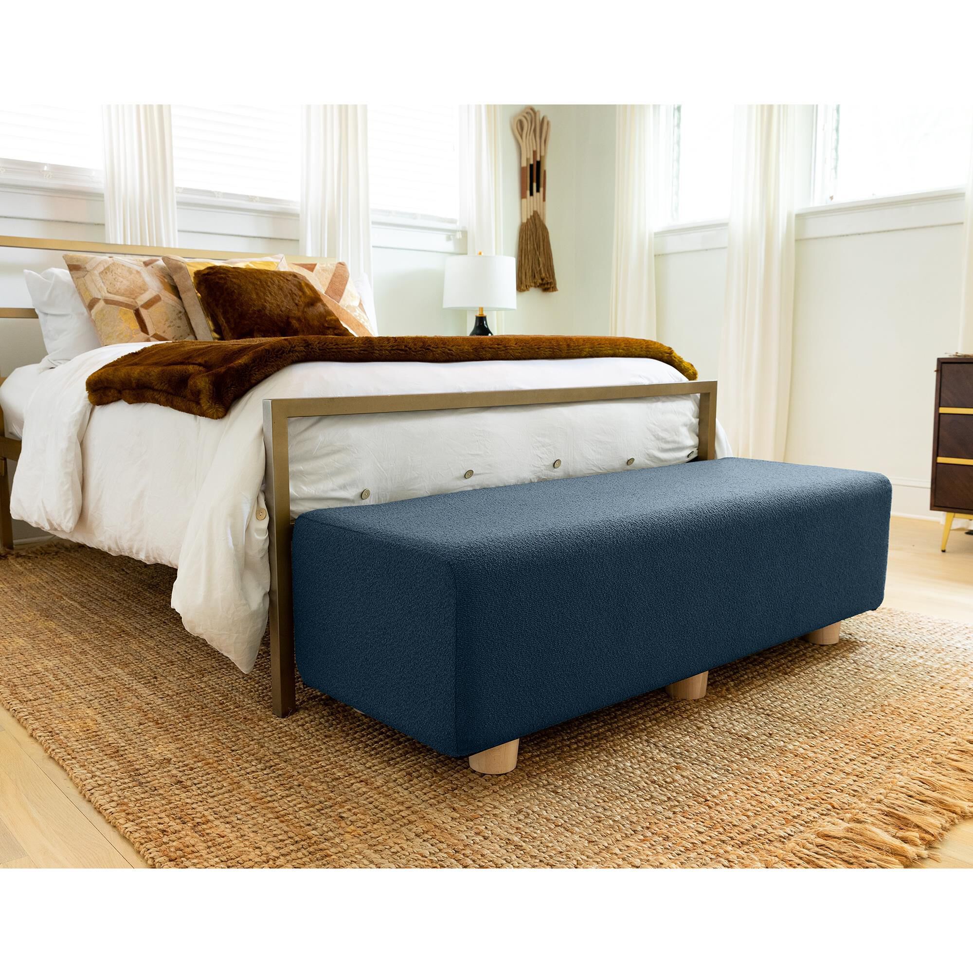 Navy bed deals bench