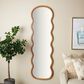 Maple and Jade 71" Wood Abstract Wavy Wall Mirror in Brown, , large