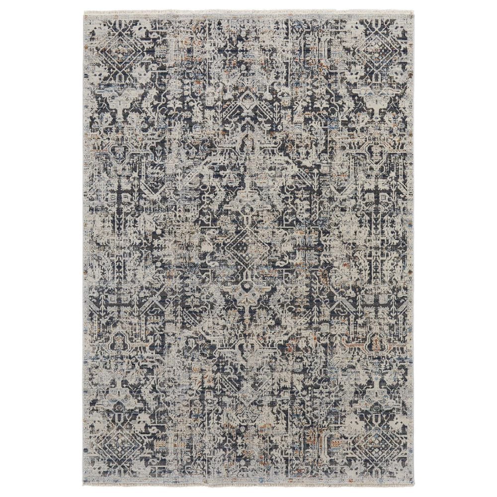 Feizy Kaia 3" x 10" Navy and Beige Runner, , large