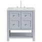 James Martin Vanities Breckenridge 30" Single Bathroom Vanity in Serenity Blue with 3 cm Ethereal Noctis Quartz Top and Rectangular Sink, , large