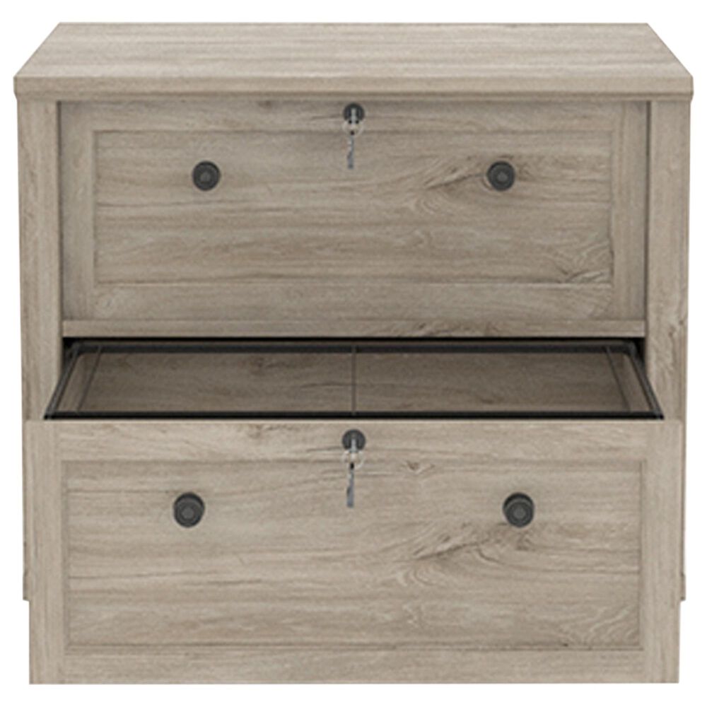 Sauder Hammond 2Drawer Lateral File with Hutch in Chalk Oak