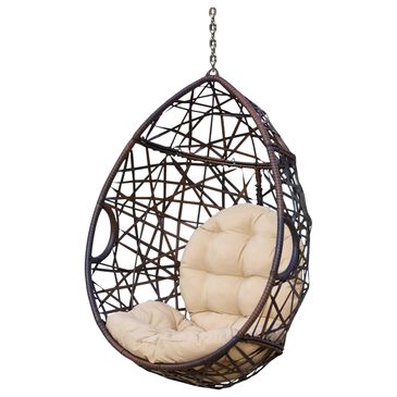 Noble House Vienna Patio Hanging Chair in Brown, , large