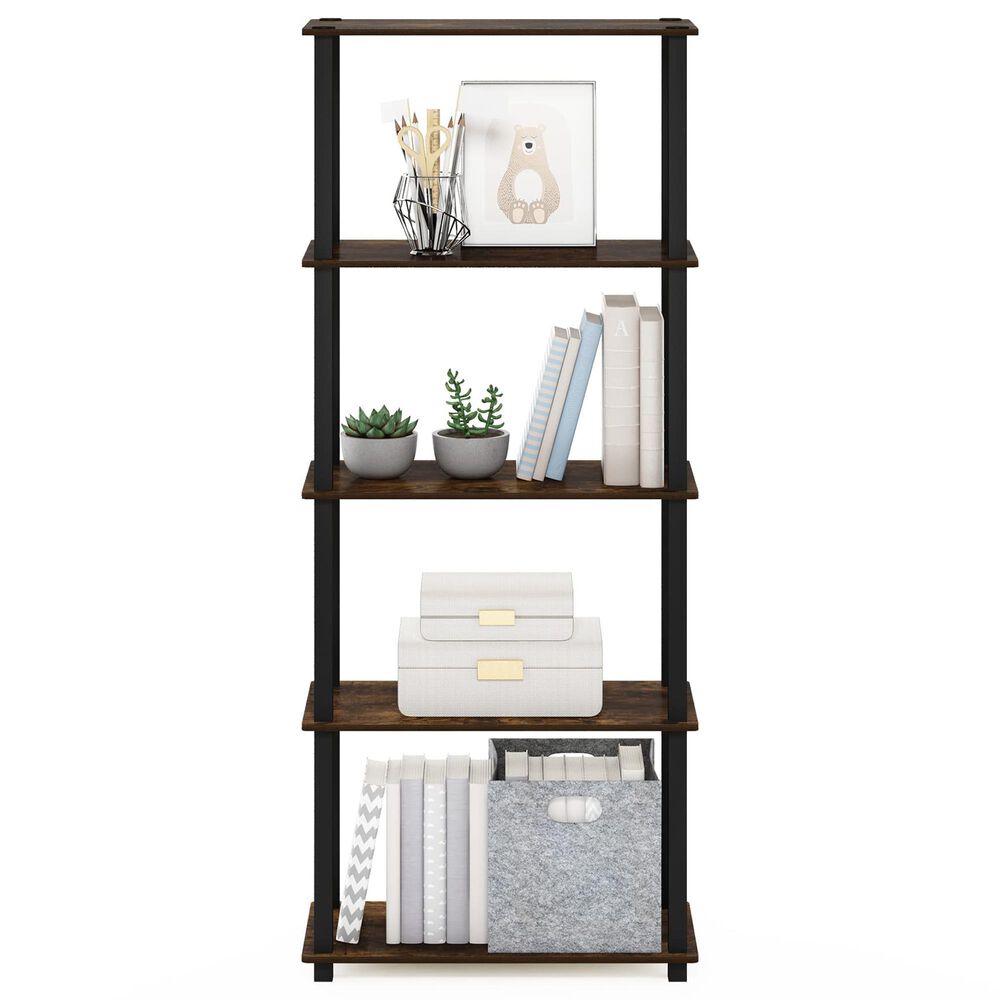 HOMLUX 5-Tier Display Rack in Amber Pine and Black, , large