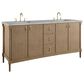 James Martin Kinnsden 72" Double Bathroom Vanity in Weathered Oak with 3 cm Victorian Silver Silestone Top and Rectangular Sinks, , large