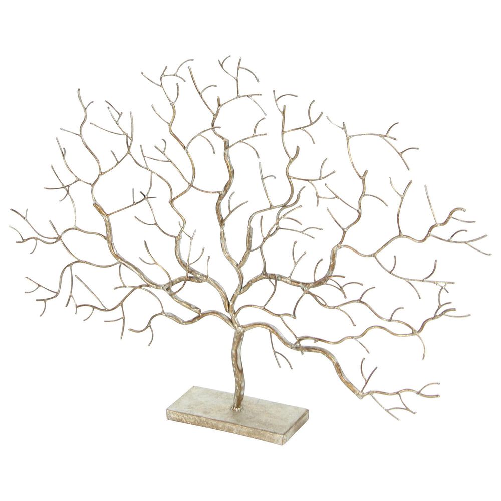 Maple and Jade 24&quot; x 32&quot; Winter Tree Sculpture in Silver and Gold, , large